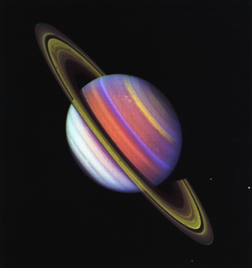Psychedelic false-color view of Saturn